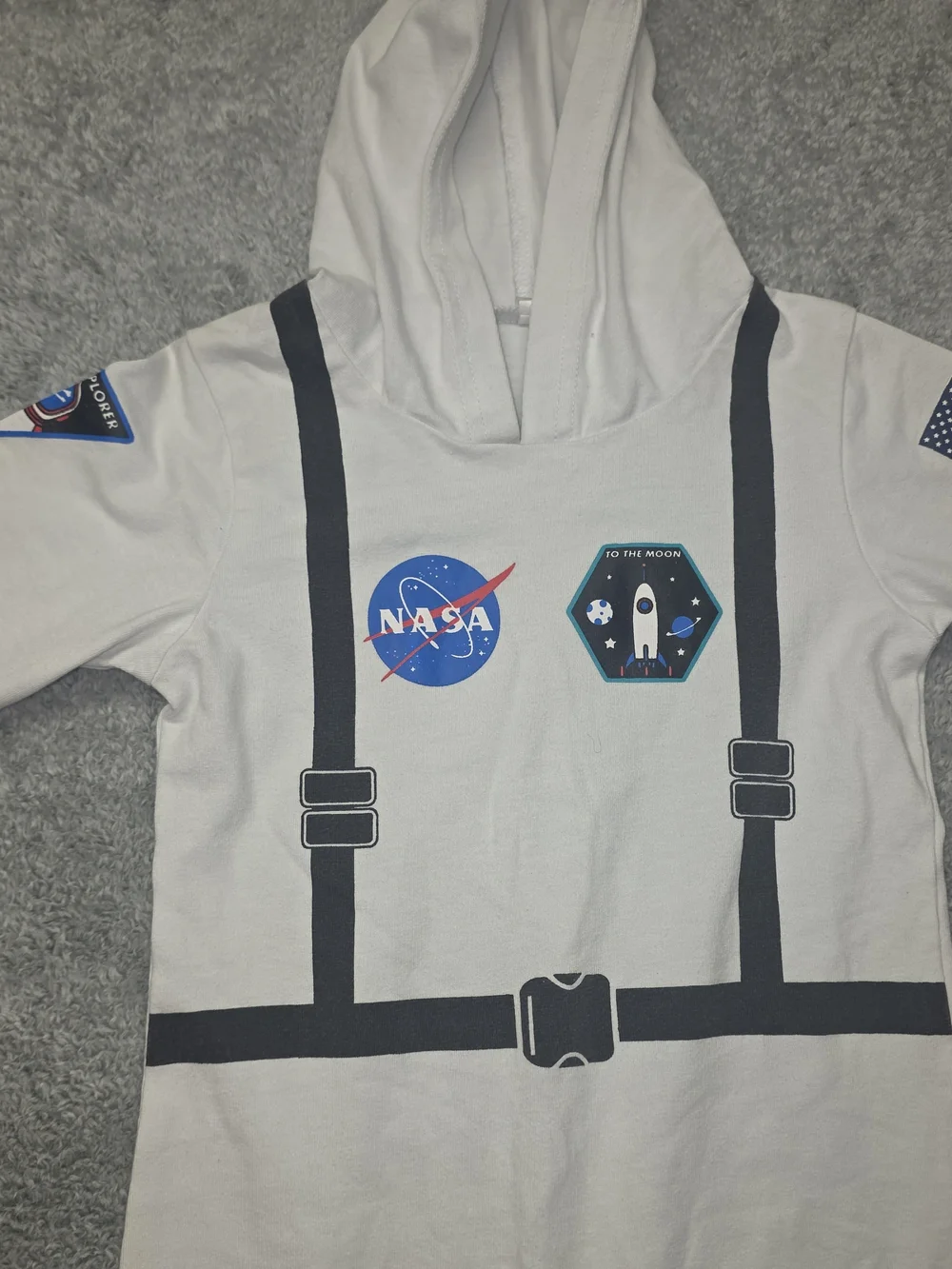 NASA Infant Astronaut Hoodie Romper Costume in White 12m